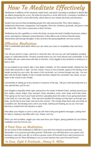 How to Meditate Effectively